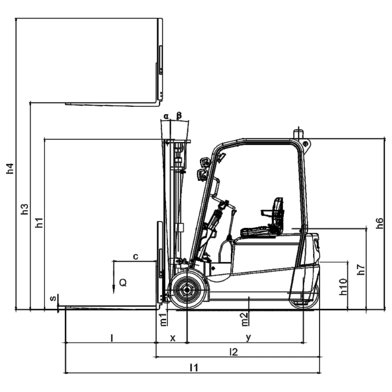 Chariot élévateur électrique ECV20T avec hauteur de levée jusqu'à 6 200 mm